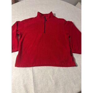 Ebtek Eddie Bauer Mens Red Fleece 1/4 Zip Pullover Sweater Jacket sz large